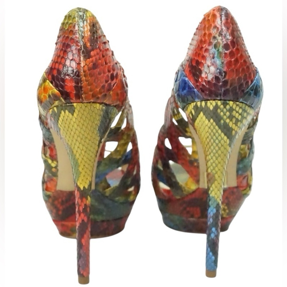 Alexandre Birman Multicolor Python Peeptoe Platfo… - image 3